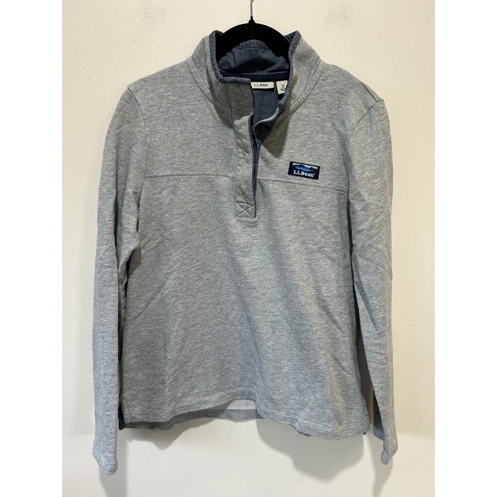 L.L. Bean grey quarter button sweatshirt womens XS